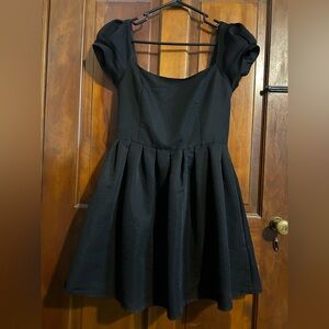 Vintage 90s puff sleeve black princess dress small